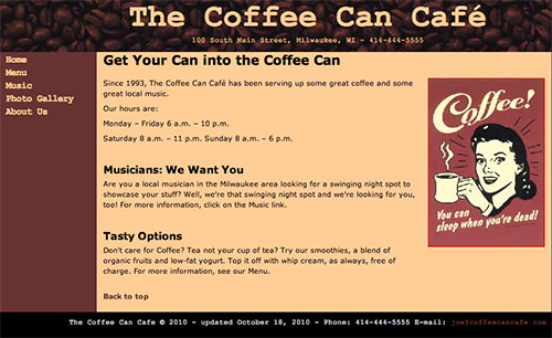 Coffee Can Caffe Site
